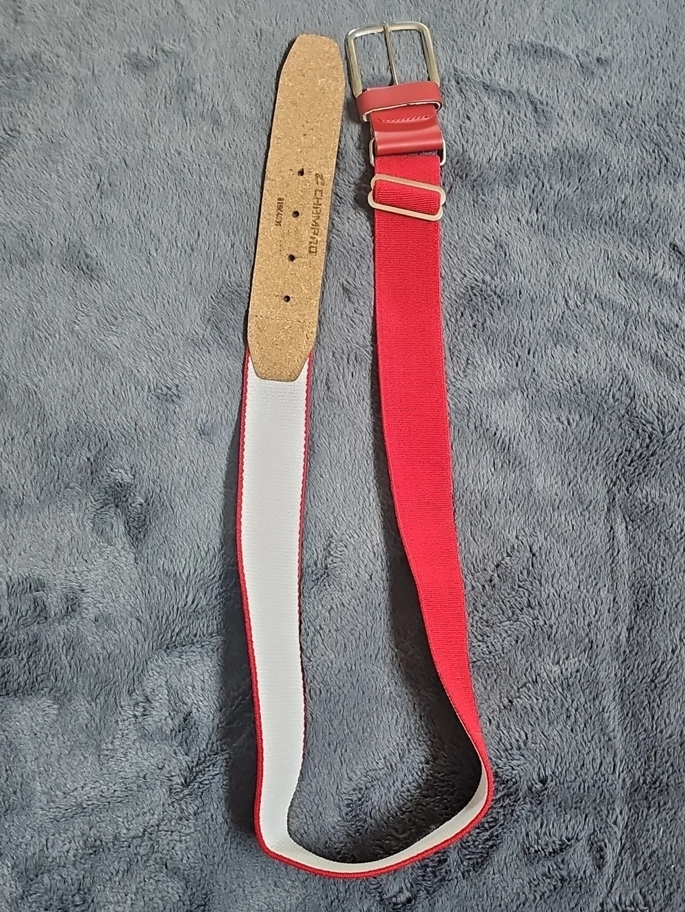 CHAMPRO Red and White Elastic SOFTBALL Belt with Silver Buckle